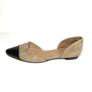 J Jill Women’s Dorsay Ballet Flats Cap Toe Tan/ Black Suede Leather Size 9